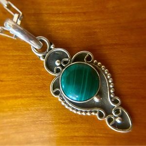 Southwestern Sterling Silver and Malachite Necklace